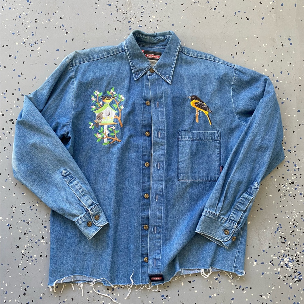 Vintage Dickies Denim Button-Up with Embroidery